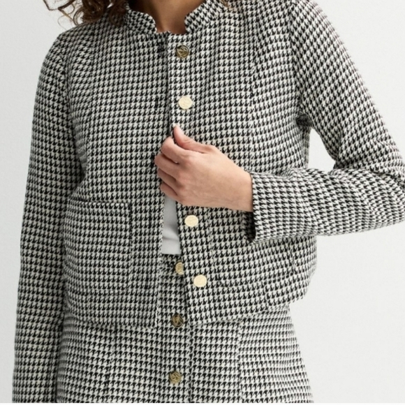 NWT Draper James Black and White Houndstooth Utility Jacket Women's - Picture 1 of 10